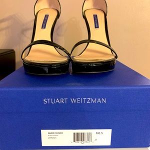 Stuart Weitzman Nudist Disco in Black Patent